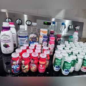 Lot of 87 Empty Bottles Danimals Yogurt Containers Water Bottle Craft Upcycle